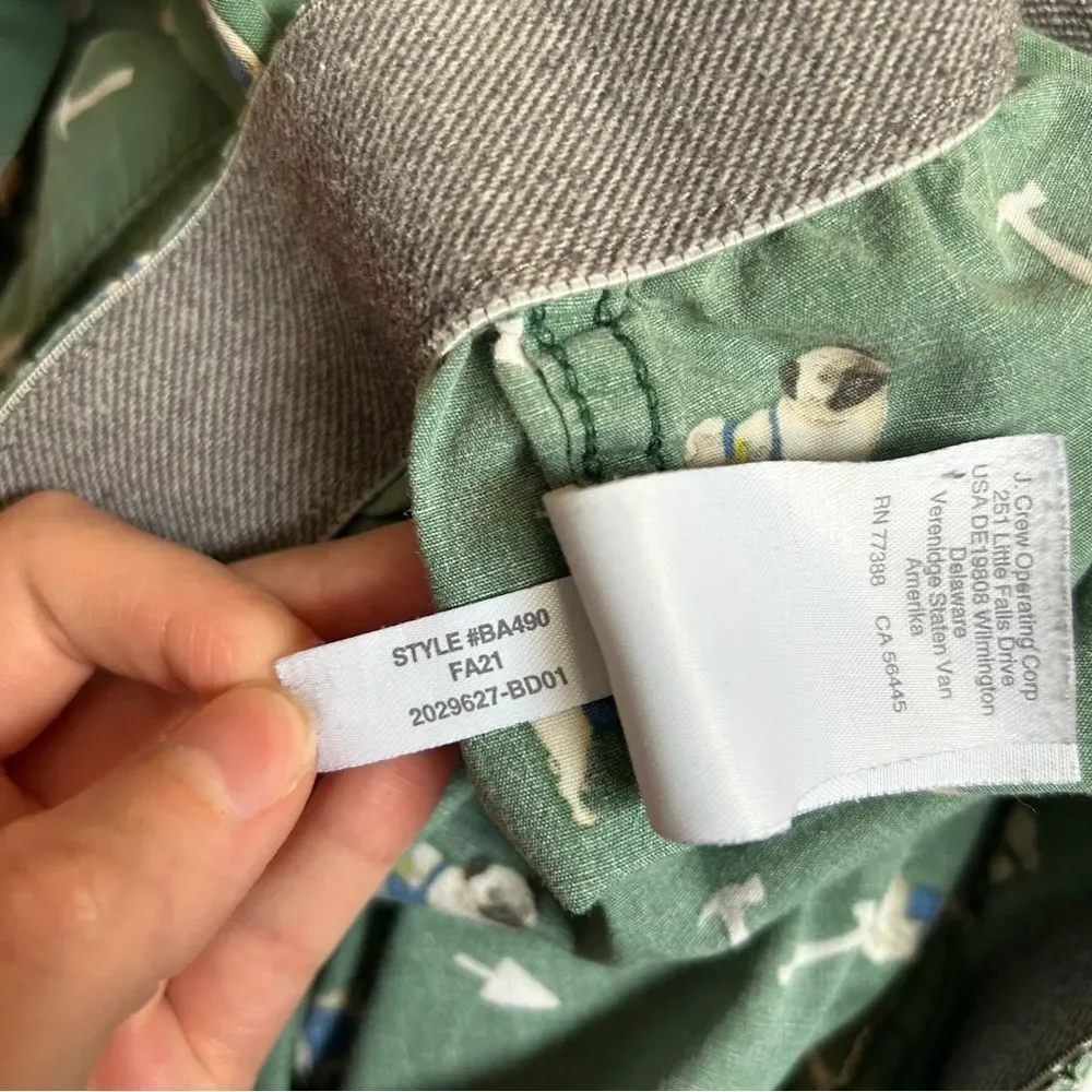 J. Crew Men's Printed Pug Dog Boxers Shorts Green Size XL